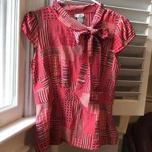 Odille silk blouse with asymmetric buttons and bow